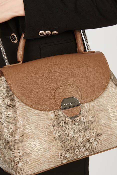 mulheres Lancaster Paris camelo iguana bolsa grande pia RBF42674