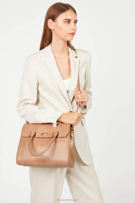 mulheres Lancaster Paris camelo-lezard bolsa exótica lezard & croco cn RBF43269
