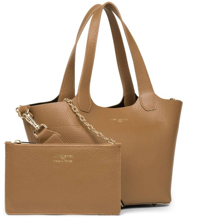 mulheres Lancaster Paris camelo noir bolsa foulonne dupla RBF43681