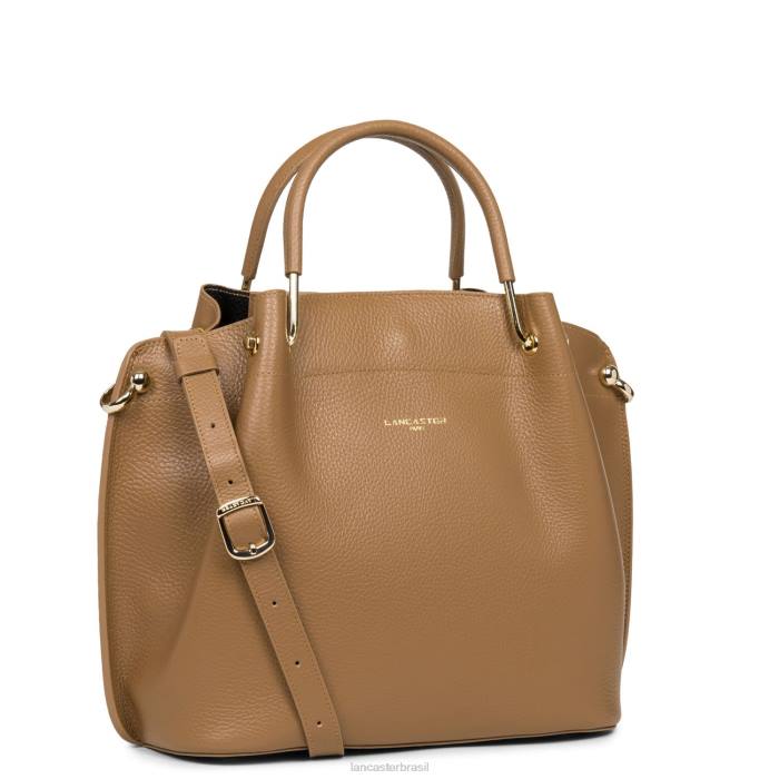 mulheres Lancaster Paris camelo noir bolsa grande foulonne dupla RBF42940