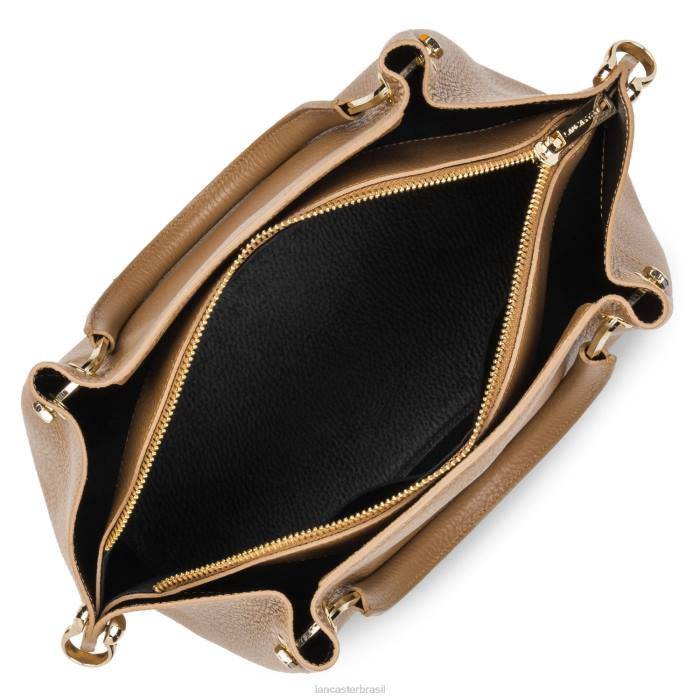 mulheres Lancaster Paris camelo noir bolsa grande foulonne dupla RBF42940