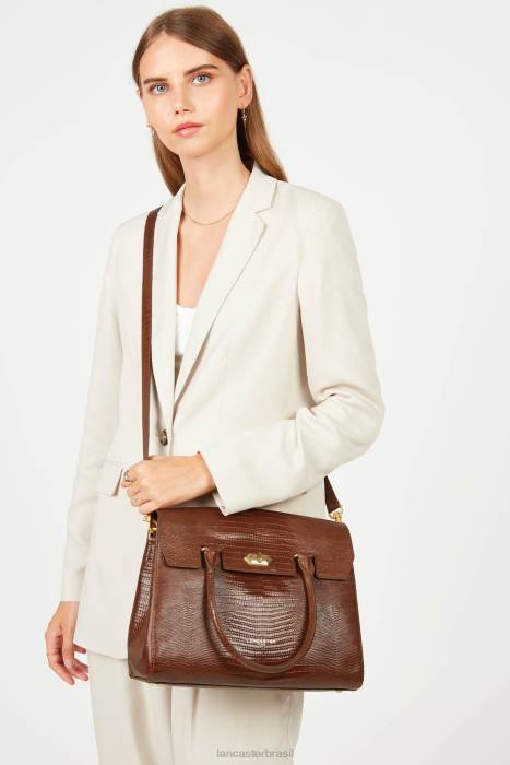 mulheres Lancaster Paris conhaque-lezard bolsa exótica lezard & croco cn RBF43268