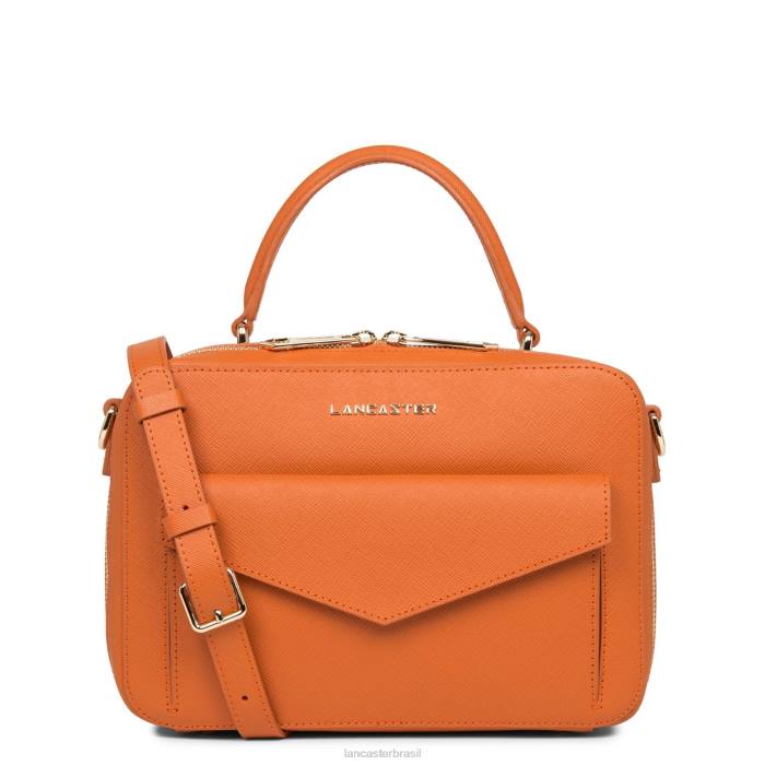 mulheres Lancaster Paris laranja bolsa saffiano assinatura RBF43450