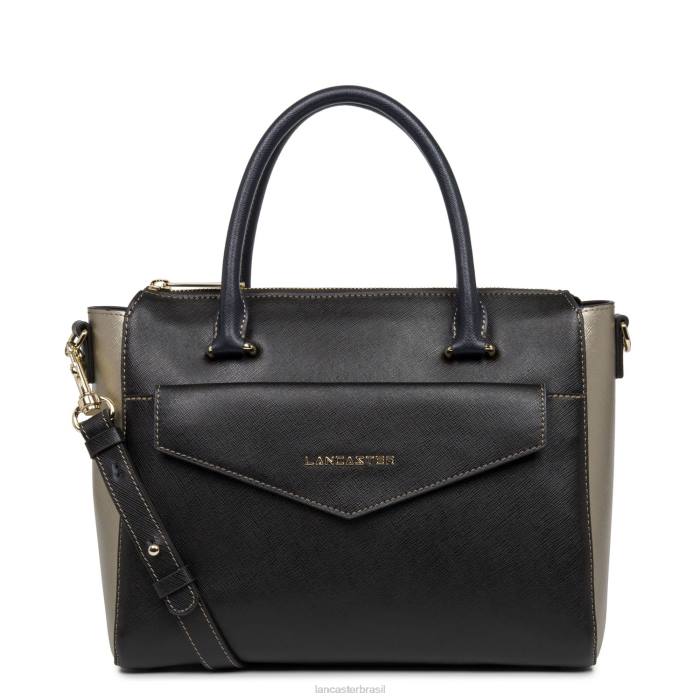 mulheres Lancaster Paris noir-gun metal-bleu fonce bolsa saffiano assinatura RBF43464