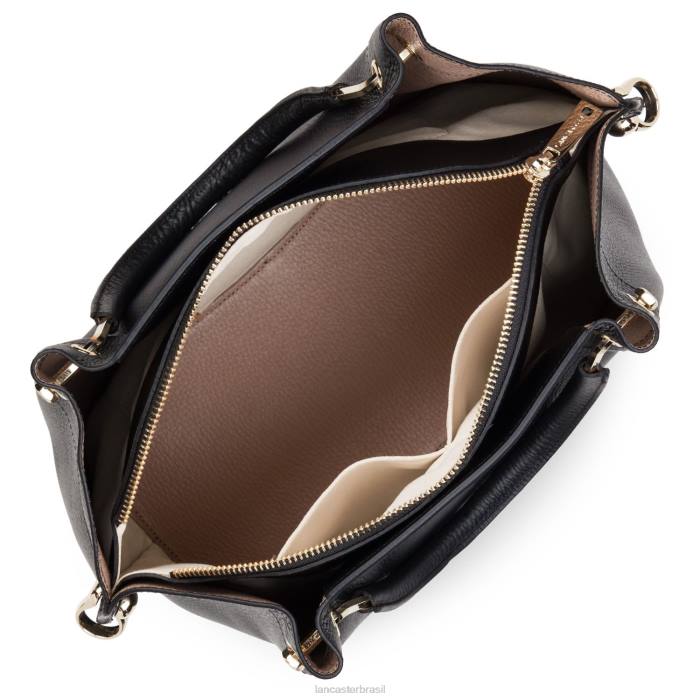 mulheres Lancaster Paris noir nu bolsa grande foulonne dupla RBF42936