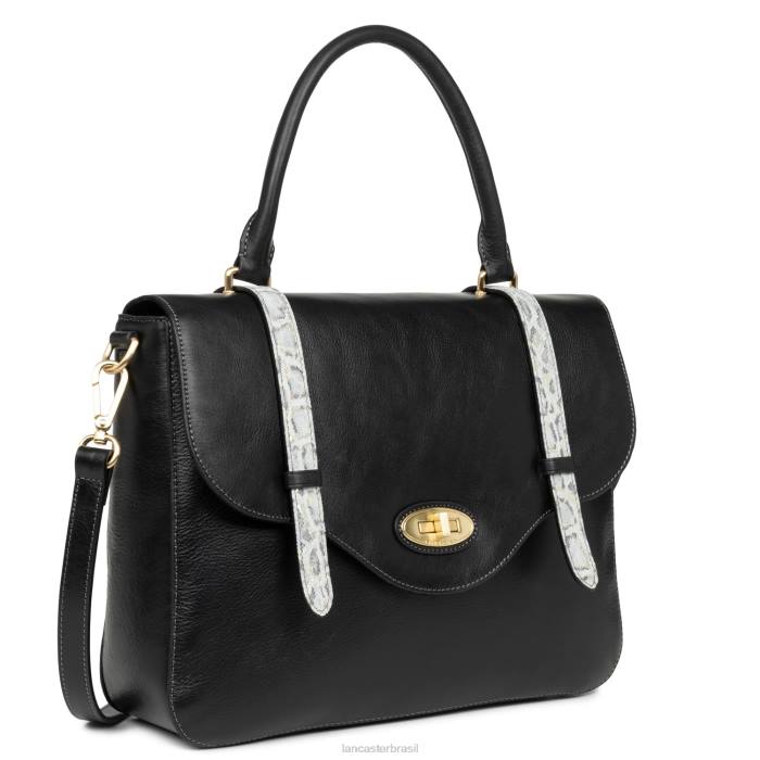 mulheres Lancaster Paris píton preto legenda de bolsa grande RBF42877
