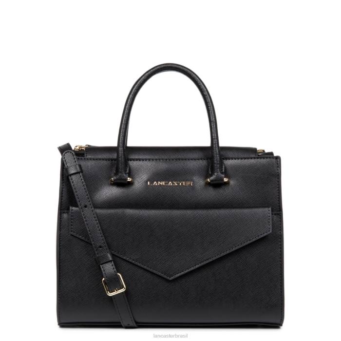 mulheres Lancaster Paris preto bolsa saffiano assinatura RBF43177