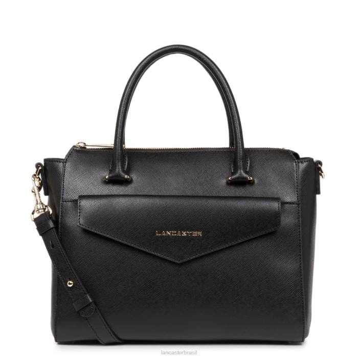 mulheres Lancaster Paris preto bolsa saffiano assinatura RBF43463