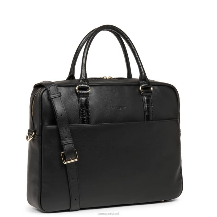 mulheres Lancaster Paris preto croco carteira porta-documentos bolsa mademoiselle business RBF43027
