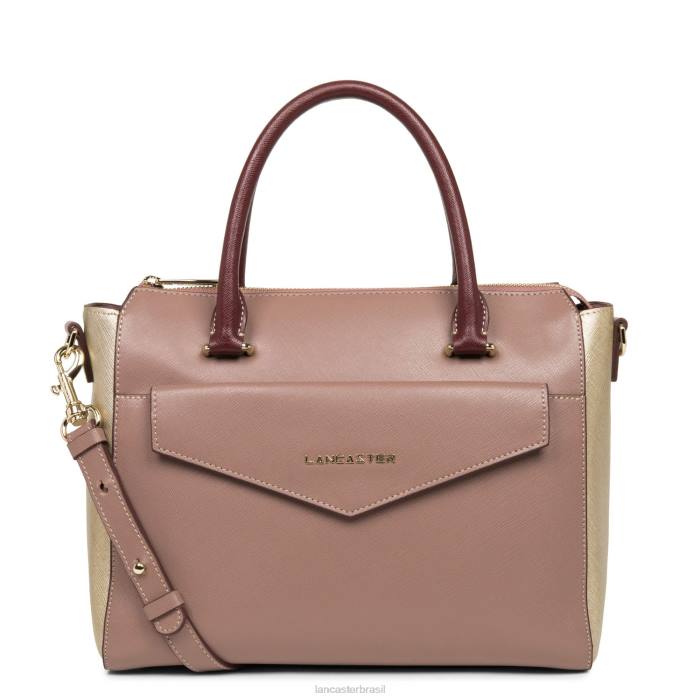 mulheres Lancaster Paris rosa antigo-champanhe-bordéus bolsa saffiano assinatura RBF43467