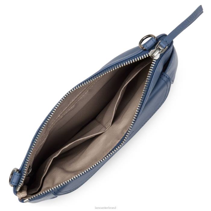 mulheres Lancaster Paris azul saphir croco clutch macia vintage nova RBF41101