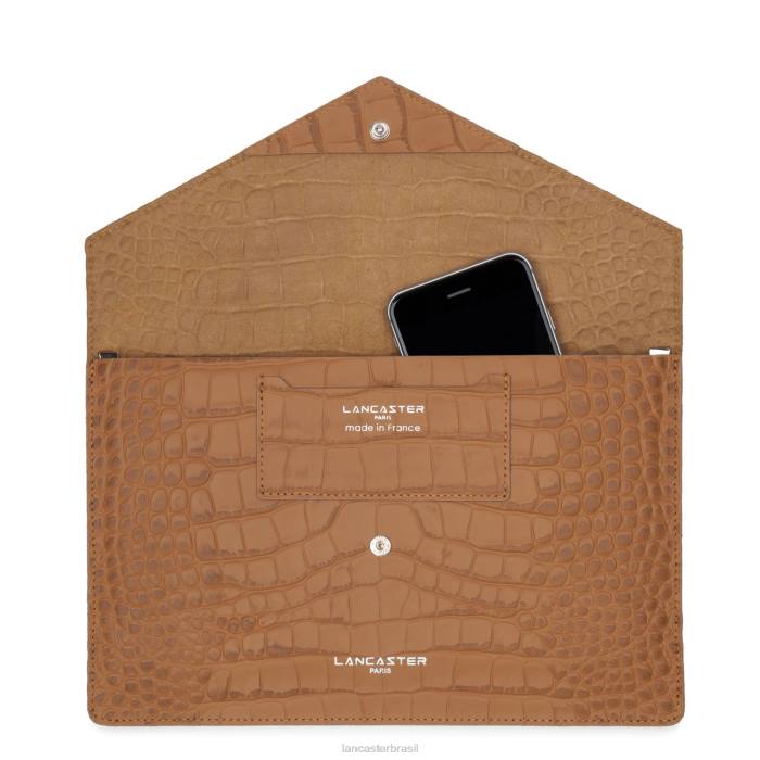 mulheres Lancaster Paris camelo clutch exótica croco RBF41171
