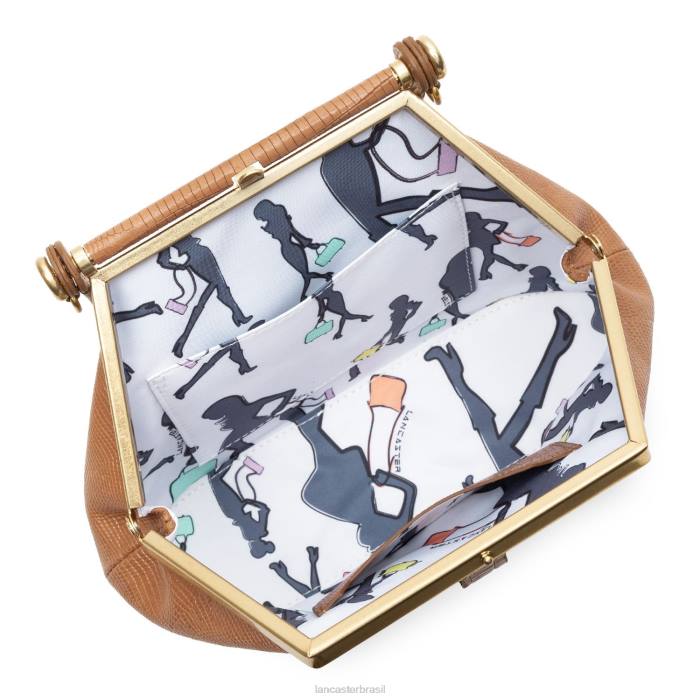 mulheres Lancaster Paris camelo-lezard mini bolsa studio dream RBF462