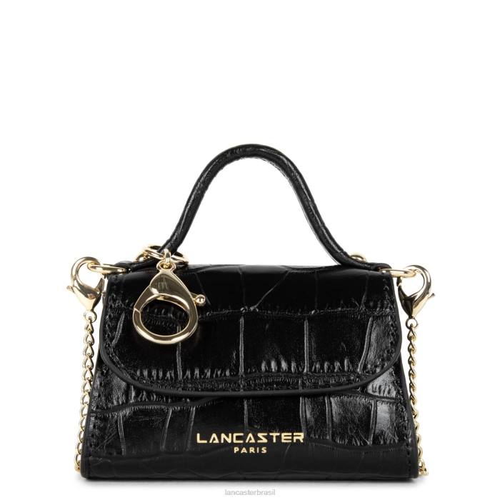 mulheres Lancaster Paris preto mini porta-moedas exótico lezard & croco cn RBF4251