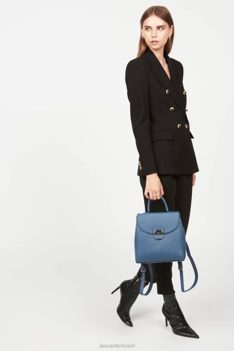 mulheres Lancaster Paris azul croco mochila pia RBF44566
