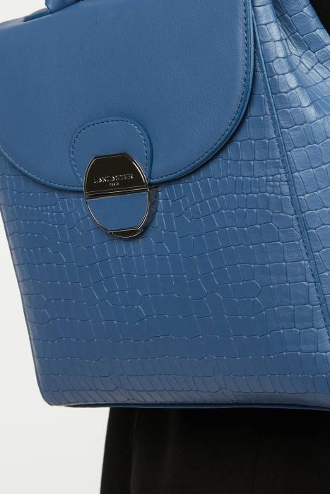 mulheres Lancaster Paris azul croco mochila pia RBF44566