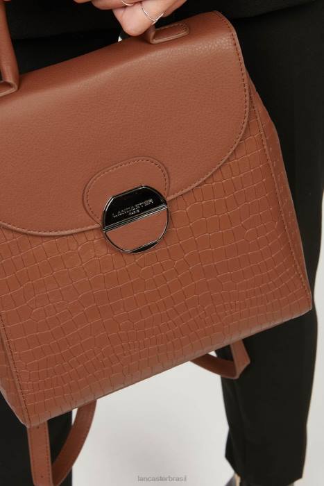 mulheres Lancaster Paris conhaque croco mochila pia RBF44567