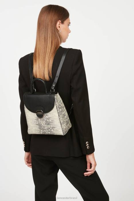 mulheres Lancaster Paris iguana negra mochila pia RBF44568