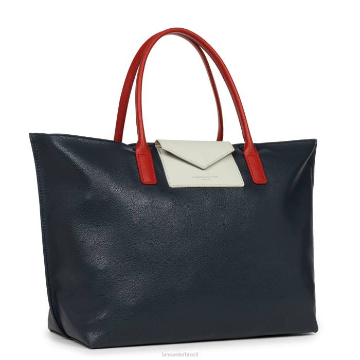 mulheres Lancaster Paris azul fonce-gris clair-rouge bolsa grande maia RBF4751