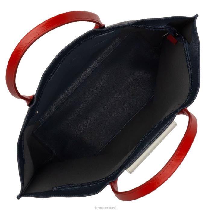 mulheres Lancaster Paris azul fonce-gris clair-rouge bolsa grande maia RBF4751