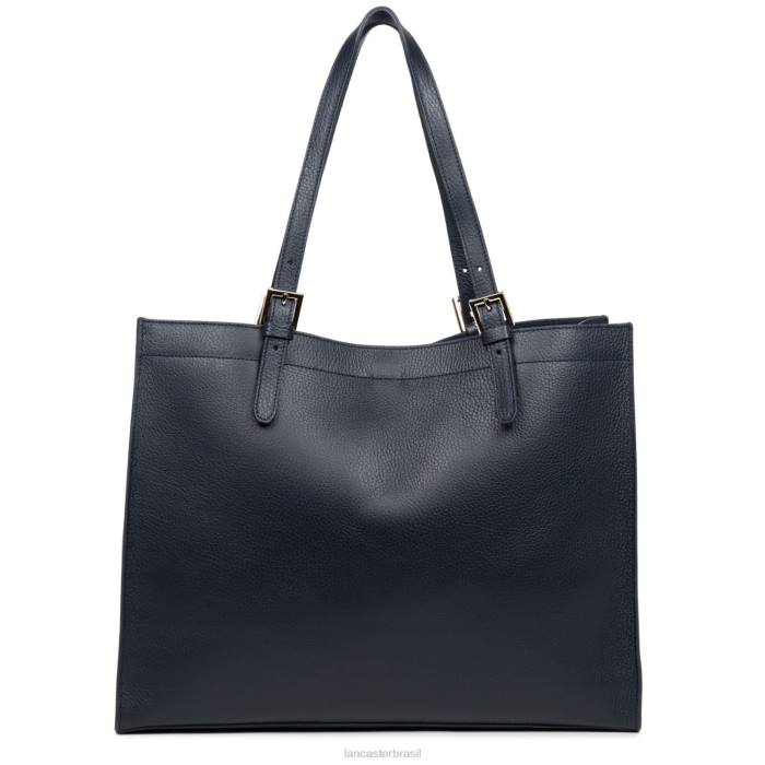 mulheres Lancaster Paris azul fonce-in-argent bolsa tote extra grande foulonne dupla RBF43810