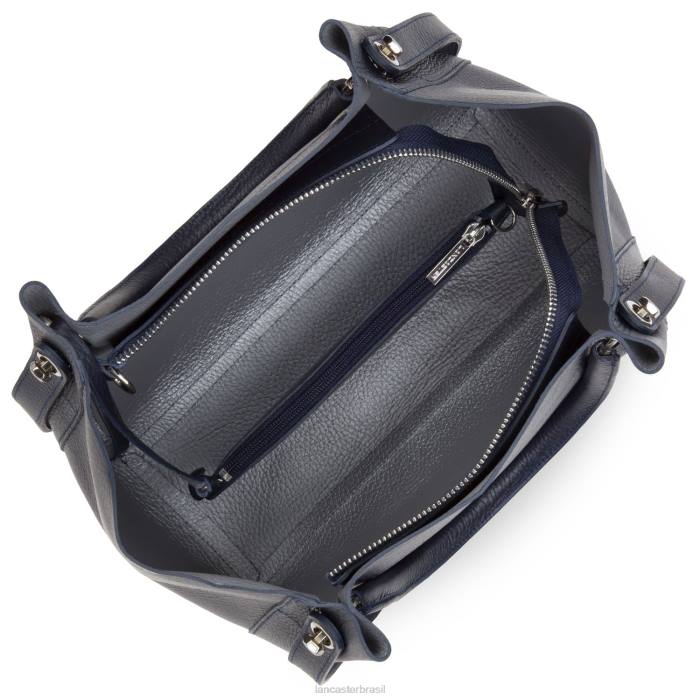 mulheres Lancaster Paris azul fonce-in-argent bolsa tote foulonne dupla RBF42982