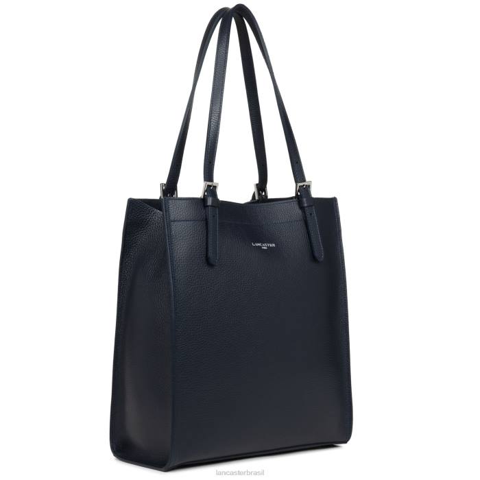mulheres Lancaster Paris azul fonce-in-argent bolsa tote foulonne dupla RBF43362