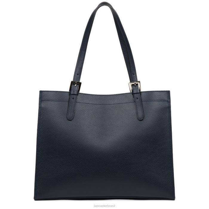 mulheres Lancaster Paris azul fonce-in-argent bolsa tote grande foulonne dupla RBF42906