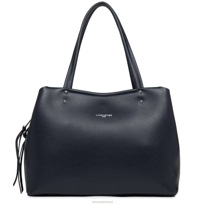 mulheres Lancaster Paris azul fonce-in-argent bolsa tote grande foulonne dupla RBF42915