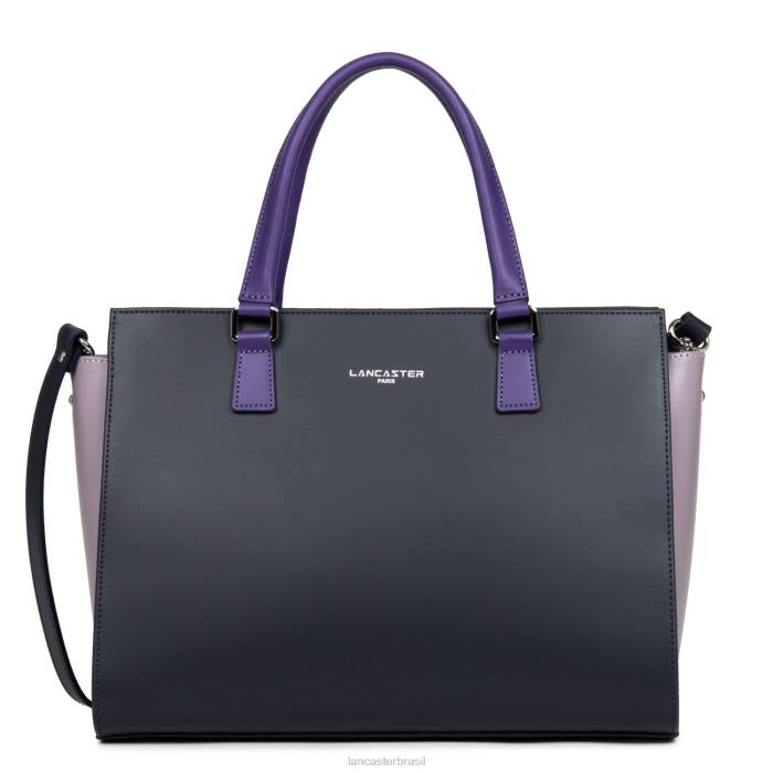 mulheres Lancaster Paris azul fonce-malva-violeta bolsa grande lisa RBF43154