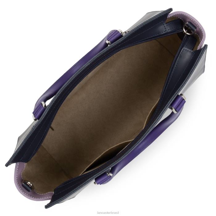 mulheres Lancaster Paris azul fonce-malva-violeta bolsa grande lisa RBF43154