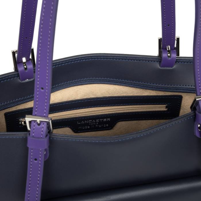mulheres Lancaster Paris azul fonce-malva-violeta bolsa lisa RBF43559