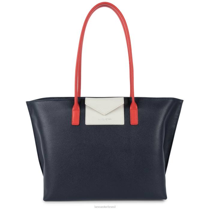 mulheres Lancaster Paris azul fonce-marfim-corail bolsa grande maia RBF4715