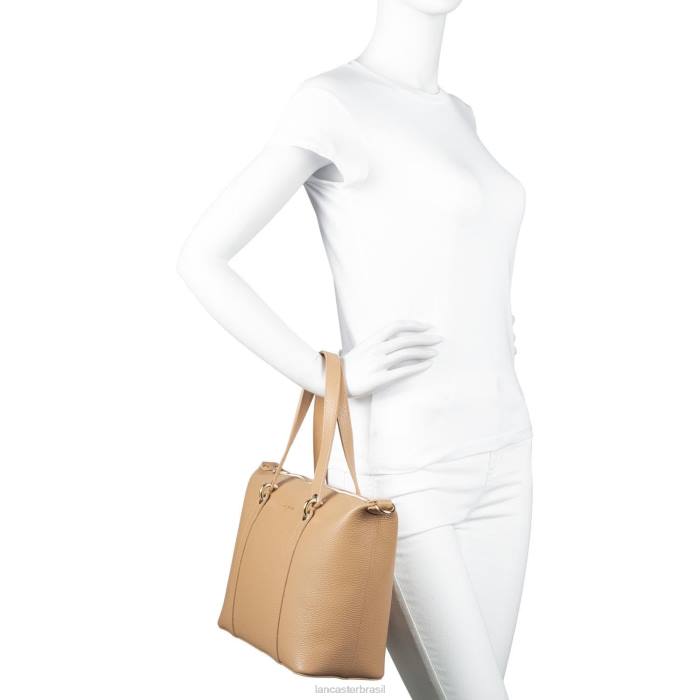 mulheres Lancaster Paris bege-em-laranja bolsa tote foulonne dupla RBF43371