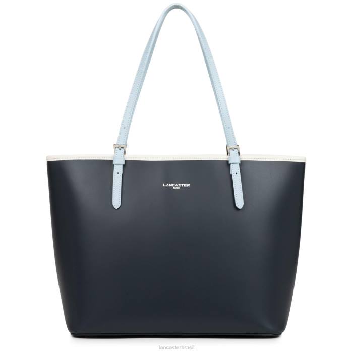mulheres Lancaster Paris bleu fonce-ecru-bleu ciel bolsa grande lisa RBF43136