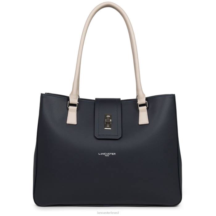 mulheres Lancaster Paris bleu fonce-galet rosa bolsa tote grande city mae RBF44429