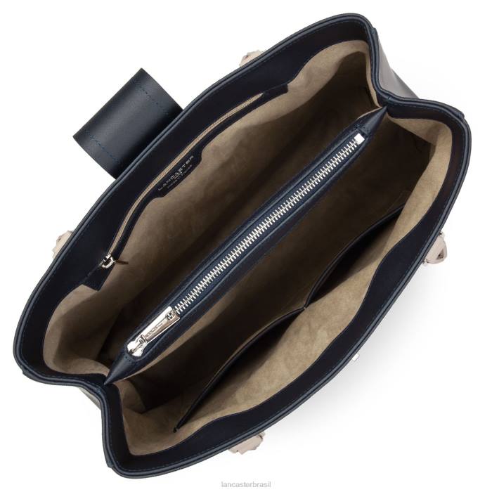 mulheres Lancaster Paris bleu fonce-galet rosa bolsa tote grande city mae RBF44429