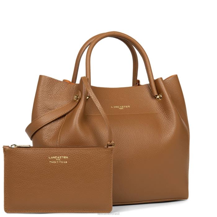 mulheres Lancaster Paris camelo em laranja bolsa tote foulonne dupla RBF42980