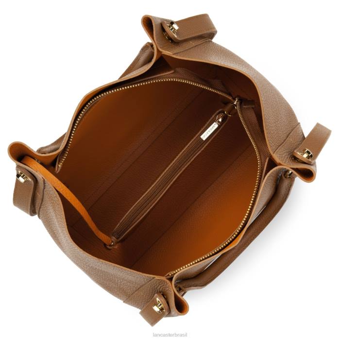 mulheres Lancaster Paris camelo em laranja bolsa tote foulonne dupla RBF42980