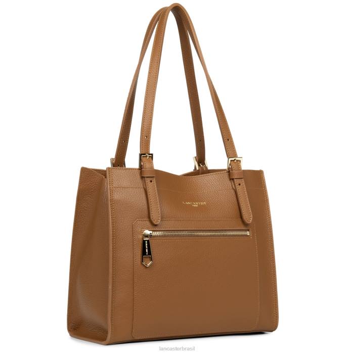 mulheres Lancaster Paris camelo em laranja m tote bag foulonne duplo RBF42897