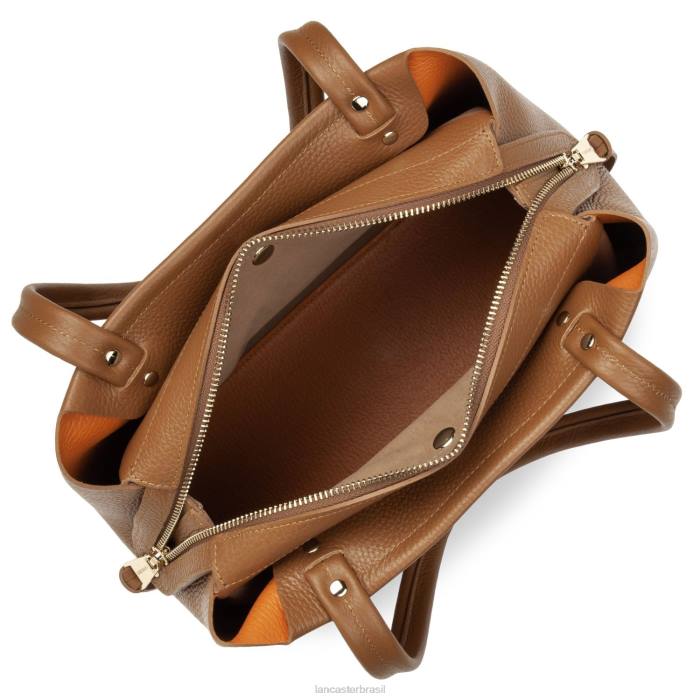 mulheres Lancaster Paris camelo em laranja m tote bag foulonne duplo RBF42926