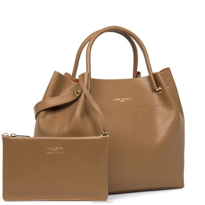 mulheres Lancaster Paris camelo em potiron bolsa tote foulonne dupla RBF42984