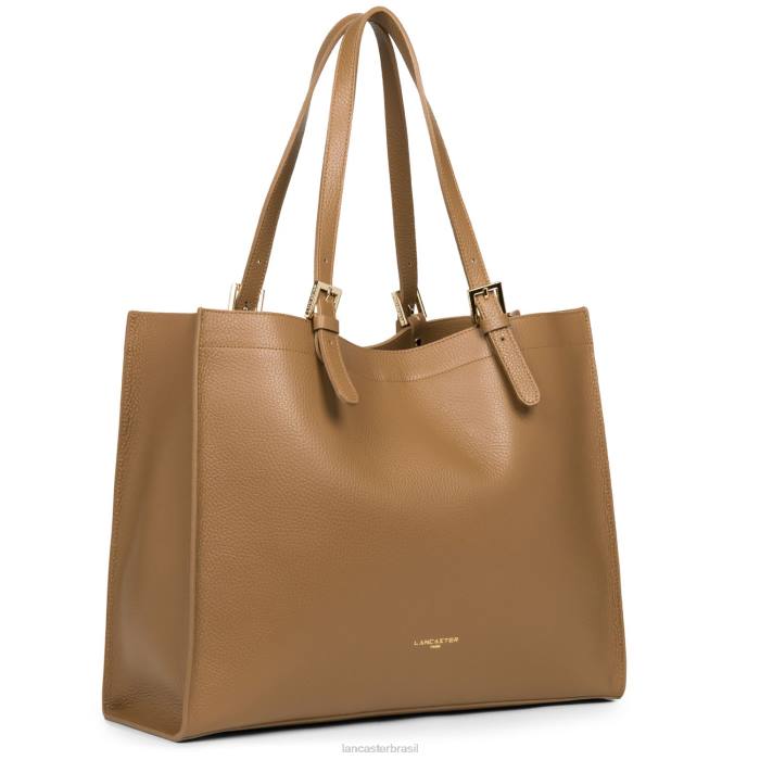 mulheres Lancaster Paris camelo noir bolsa tote extra grande foulonne dupla RBF43816