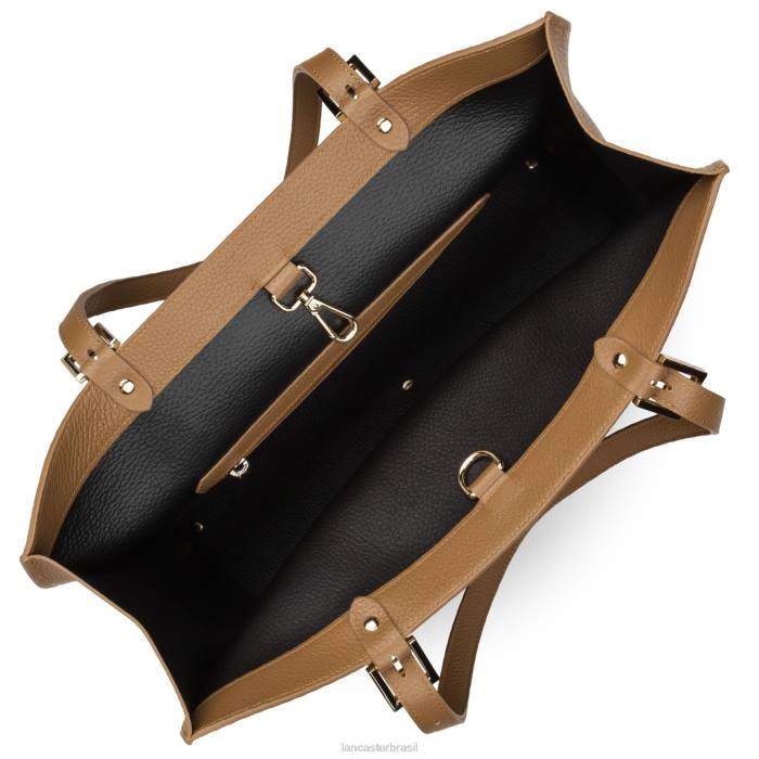 mulheres Lancaster Paris camelo noir bolsa tote extra grande foulonne dupla RBF43816