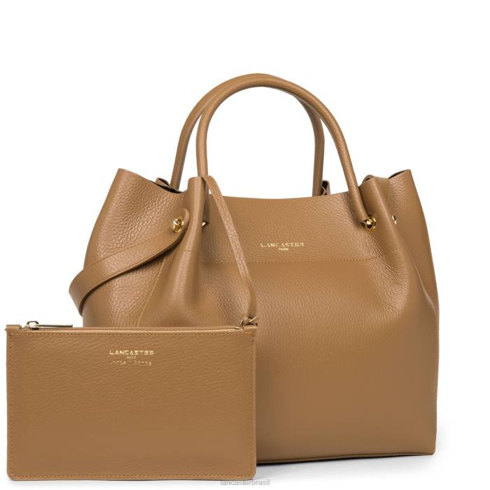 mulheres Lancaster Paris camelo noir bolsa tote foulonne dupla RBF42988