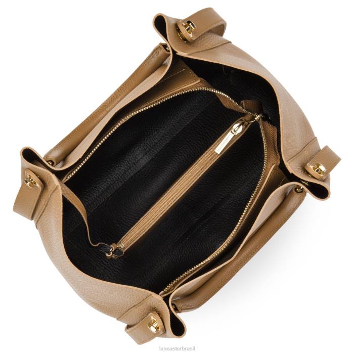 mulheres Lancaster Paris camelo noir bolsa tote foulonne dupla RBF42988