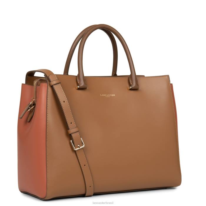 mulheres Lancaster Paris camelo-potiron-vison sacola lisa ou RBF43567