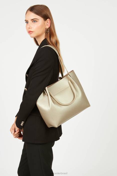 mulheres Lancaster Paris champanhe nu bolsa tote foulonne dupla RBF42979