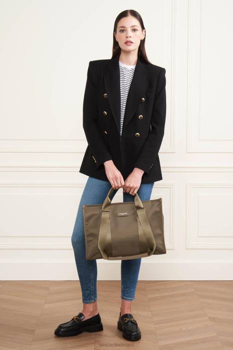 mulheres Lancaster Paris cinza bolsa grande básica faculdade RBF44479