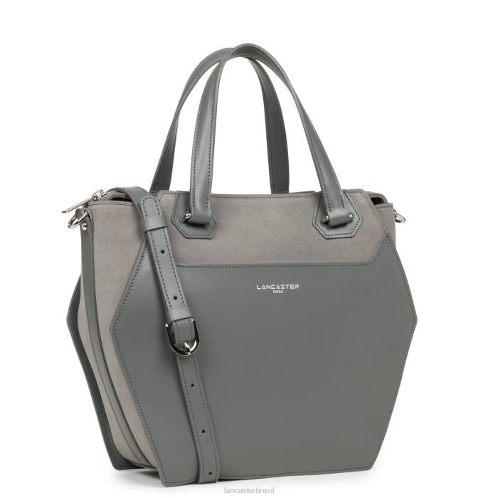mulheres Lancaster Paris cinza bolsa tote grande lisa ruche RBF43520